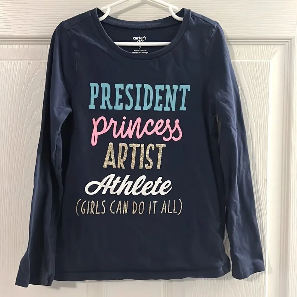 Girls Navy Long Sleeve T-Shirt